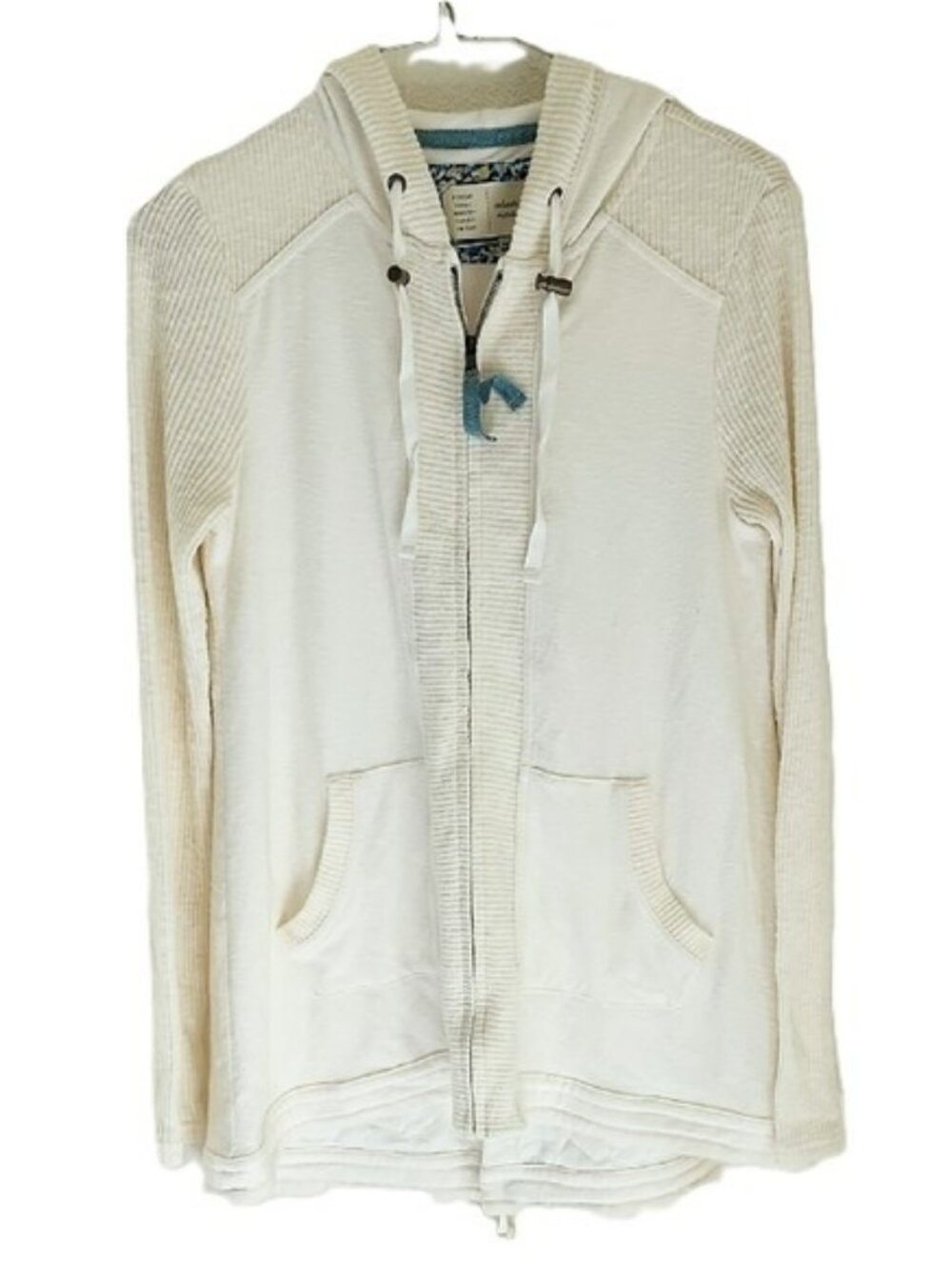 Anthropologie Saturday Sunday Cream Zippered Hoodie Sweater Cardigan Size XS